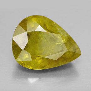 12.04 ct Yellow Sphene Stone, Natural Sphene in Pear Facet Shape for Sale