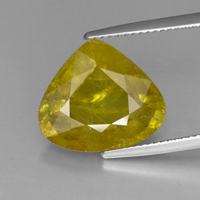 9.08 ct Yellow Sphene Gemstone, Sphene Gem in Pear Facet Shape for Sale.