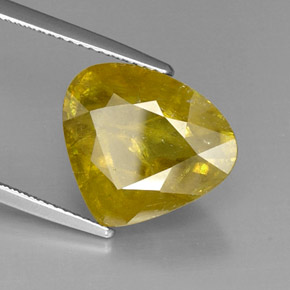 9.08 ct Yellow Sphene Stone, Natural Sphene in Pear Facet Shape for Sale
