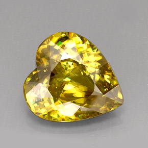 12.18 ct Yellow Sphene Gemstone, Sphene Gem in Heart Facet Shape for Sale.