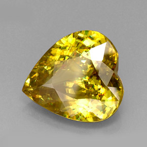 12.18 ct Yellow Sphene Stone, Natural Sphene in Heart Facet Shape for Sale