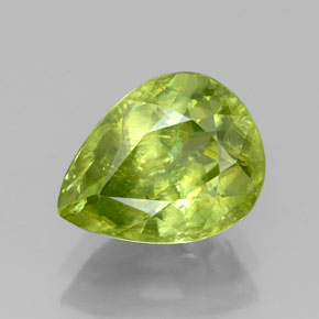 2.64 ct Green Sphene Gemstone, Sphene Gem in Pear Facet Shape for Sale.