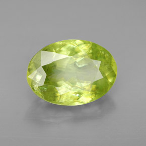 3.86 ct Green Sphene Stone, Natural Sphene in Oval Facet Shape for Sale
