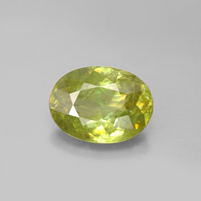 2.98 ct Green Sphene Gemstone, Sphene Gem in Oval Facet Shape for Sale.