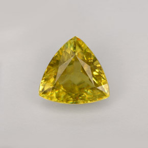 1.46 ct Yellow Sphene Gemstone, Sphene Gem in Trillion Facet Shape for Sale.