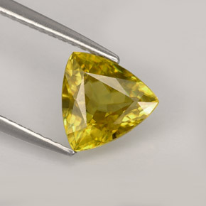 1.46 ct Yellow Sphene Stone, Natural Sphene in Trillion Facet Shape for Sale