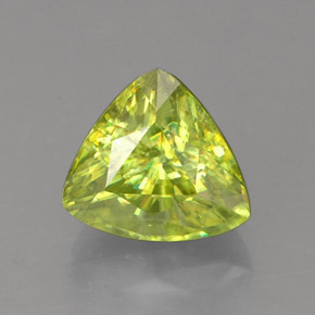 1.46 ct Green Sphene Gemstone, Sphene Gem in Trillion Facet Shape for Sale.