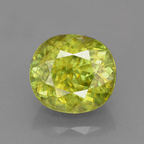 3.15 ct Green Sphene Gemstone, Sphene Gem in Oval Facet Shape for Sale.