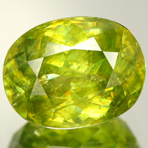 2.36 ct Green Sphene Gemstone, Sphene Gem in Oval Facet Shape for Sale.
