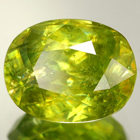 2.36 ct Green Sphene Stone, Natural Sphene in Oval Facet Shape for Sale