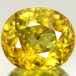1.94 ct Yellow Sphene Gemstone, Sphene Gem in Oval Facet Shape for Sale.
