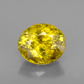 1.12 ct Yellow Sphene Gemstone, Sphene Gem in Oval Facet Shape for Sale.