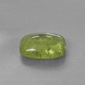 6.15 ct Green Sphene Stone, Natural Sphene in Cushion Cabochon Shape for Sale