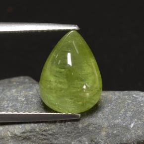 6.90 ct Green Sphene Gemstone, Sphene Gem in Pear Cabochon Shape for Sale.