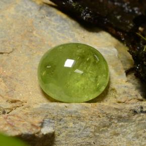 5.04 ct Green Sphene Stone, Natural Sphene in Oval Cabochon Shape for Sale