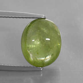 8.07 ct Green Sphene Gemstone, Sphene Gem in Oval Cabochon Shape for Sale.