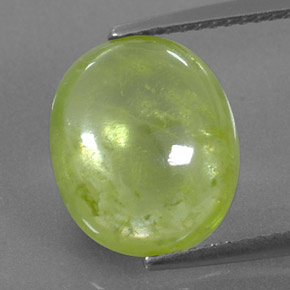 5.40 ct Green Sphene Gemstone, Sphene Gem in Oval Cabochon Shape for Sale.