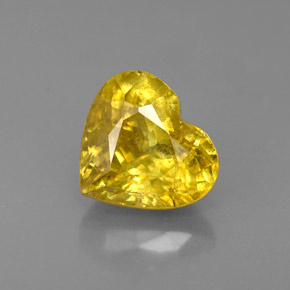1.62 ct Yellow Sphene Gemstone, Sphene Gem in Heart Facet Shape for Sale.