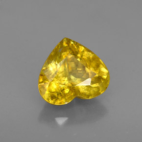 1.62 ct Yellow Sphene Stone, Natural Sphene in Heart Facet Shape for Sale