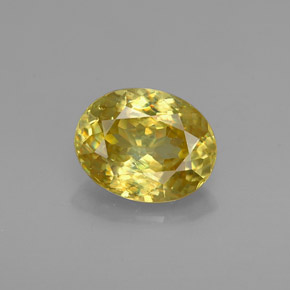 0.92 ct Yellow Sphene Gemstone, Sphene Gem in Oval Facet Shape for Sale.
