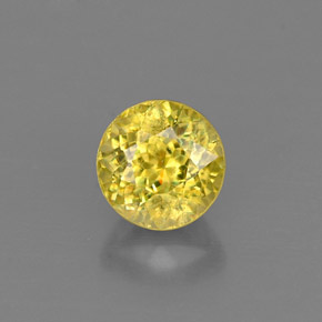 0.73 ct Yellow Sphene Gemstone, Sphene Gem in Round Facet Shape for Sale.
