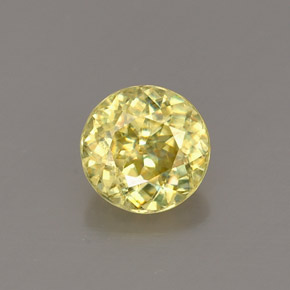 0.72 ct Yellow Sphene Gemstone, Sphene Gem in Round Facet Shape for Sale.