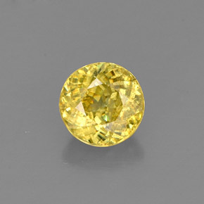 0.81 ct Yellow Sphene Gemstone, Sphene Gem in Round Facet Shape for Sale.