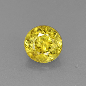 0.69 ct Yellow Sphene Gemstone, Sphene Gem in Round Facet Shape for Sale.