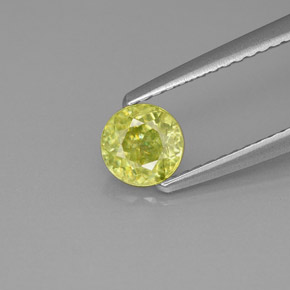 0.62 ct Green Sphene Gemstone, Sphene Gem in Round Facet Shape for Sale.