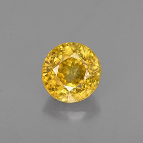 0.64 ct Yellow Sphene Gemstone, Sphene Gem in Round Facet Shape for Sale.