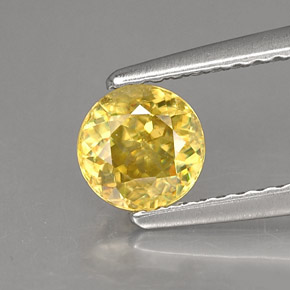 0.72 ct Yellow Sphene Gemstone, Sphene Gem in Round Facet Shape for Sale.
