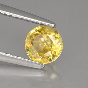 0.72 ct Yellow Sphene Stone, Natural Sphene in Round Facet Shape for Sale