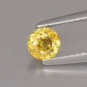 0.49 ct Yellow Sphene Gemstone, Sphene Gem in Round Facet Shape for Sale.