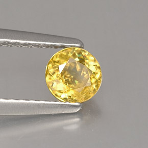 0.49 ct Yellow Sphene Stone, Natural Sphene in Round Facet Shape for Sale