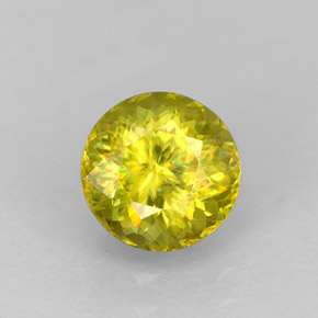 1.64 ct Yellow Sphene Gemstone, Sphene Gem in Round Facet Shape for Sale.