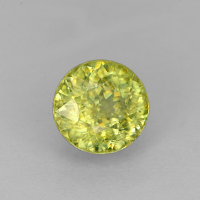 1.36 ct Green Sphene Stone, Natural Sphene in Round Facet Shape for Sale
