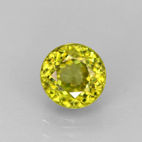 1.24 ct Yellow Sphene Gemstone, Sphene Gem in Round Facet Shape for Sale.