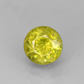 1.37 ct Yellow Sphene Gemstone, Sphene Gem in Round Facet Shape for Sale.