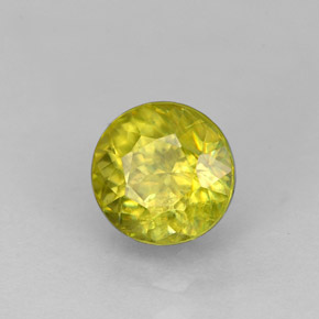 1.37 ct Yellow Sphene Stone, Natural Sphene in Round Facet Shape for Sale