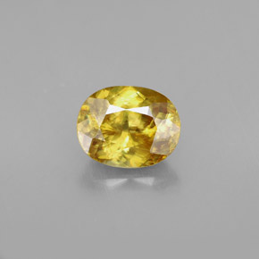 1.59 ct Yellow Sphene Gemstone, Sphene Gem in Oval Facet Shape for Sale.