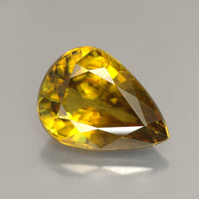 3.46 ct Yellow Sphene Gemstone, Sphene Gem in Pear Facet Shape for Sale.
