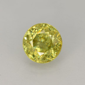 1.45 ct Yellow Sphene Gemstone, Sphene Gem in Round Facet Shape for Sale.