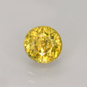 1.17 ct Yellow Sphene Gemstone, Sphene Gem in Round Facet Shape for Sale.
