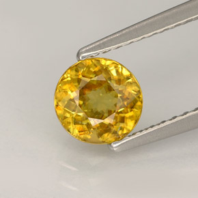 0.96 ct Yellow Sphene Gemstone, Sphene Gem in Round Facet Shape for Sale.