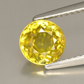 1.31 ct Yellow Sphene Gemstone, Sphene Gem in Round Facet Shape for Sale.