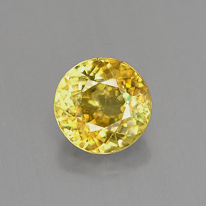 0.98 ct Yellow Sphene Gemstone, Sphene Gem in Round Facet Shape for Sale.