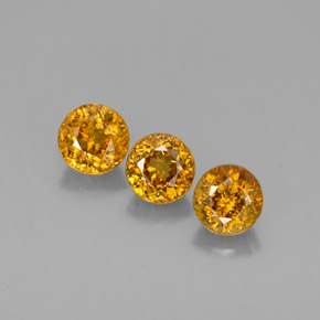 1.55 ct Orange Sphene Gemstone, Sphene Gem in Round Facet Shape for Sale.