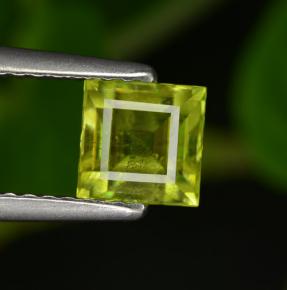 0.99 ct Green Sphene Gemstone, Sphene Gem in Square Step-Cut Shape for Sale.