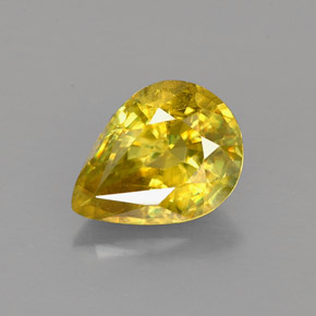 1.38 ct Yellow Sphene Gemstone, Sphene Gem in Pear Facet Shape for Sale.
