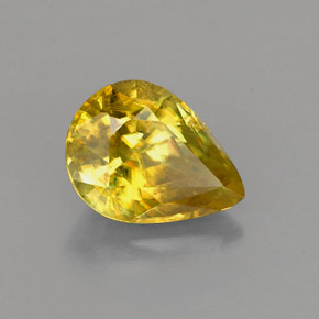 1.38 ct Yellow Sphene Stone, Natural Sphene in Pear Facet Shape for Sale